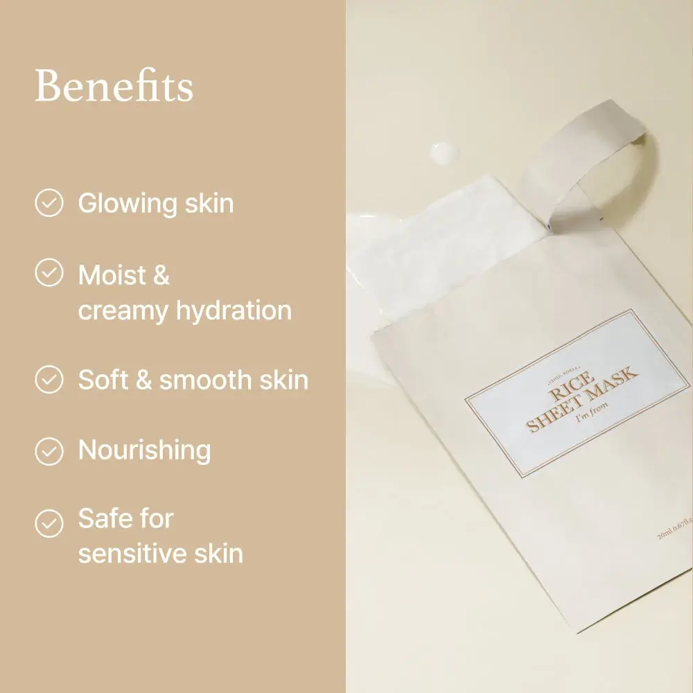 I'm From Rice Sheet Mask Masca de fata Goami - Hidratare intensa si Luminozitate naturala, 20 ml