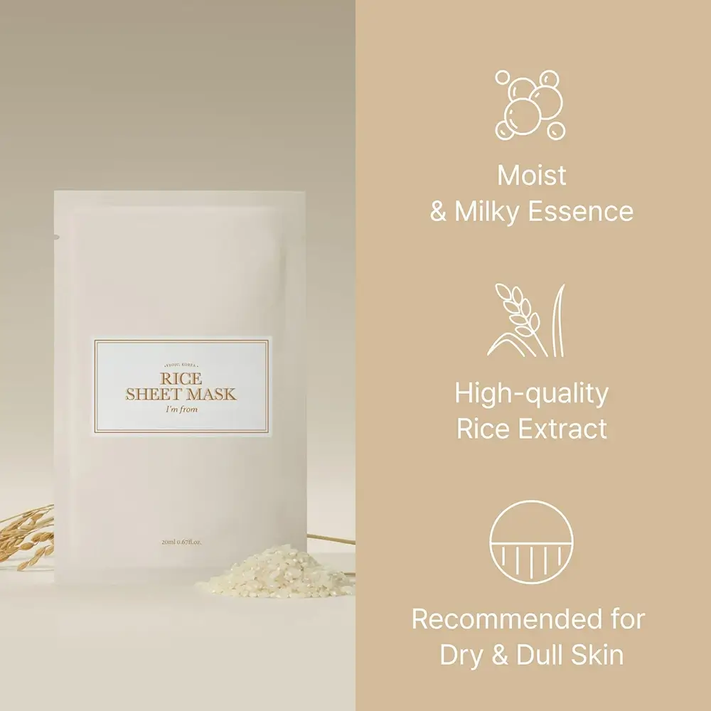 I'm From Rice Sheet Mask Masca de fata Goami - Hidratare intensa si Luminozitate naturala, 20 ml
