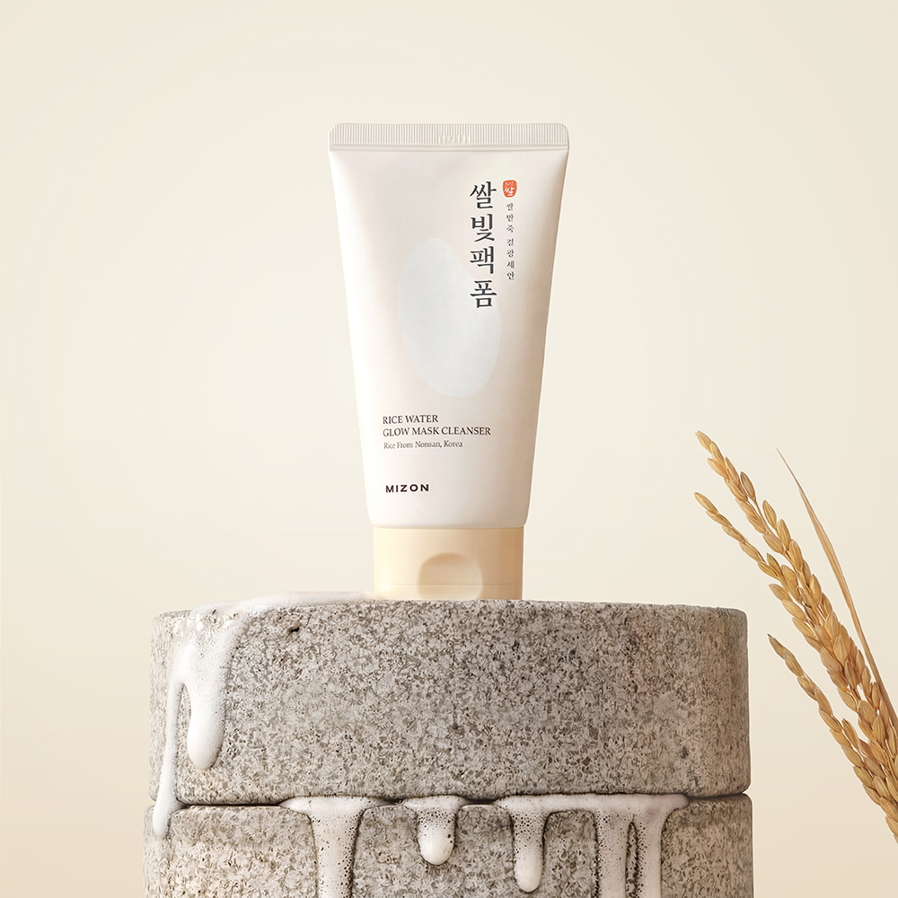 MIZON Rice Water Glow Mask Cleanser, 150 ml - Masca de fata formulata cu apa din seminte de orez Haiami si pudra de orez, care contribuie la indepartarea impuritatilor si sebumului si la hidratarea pielii