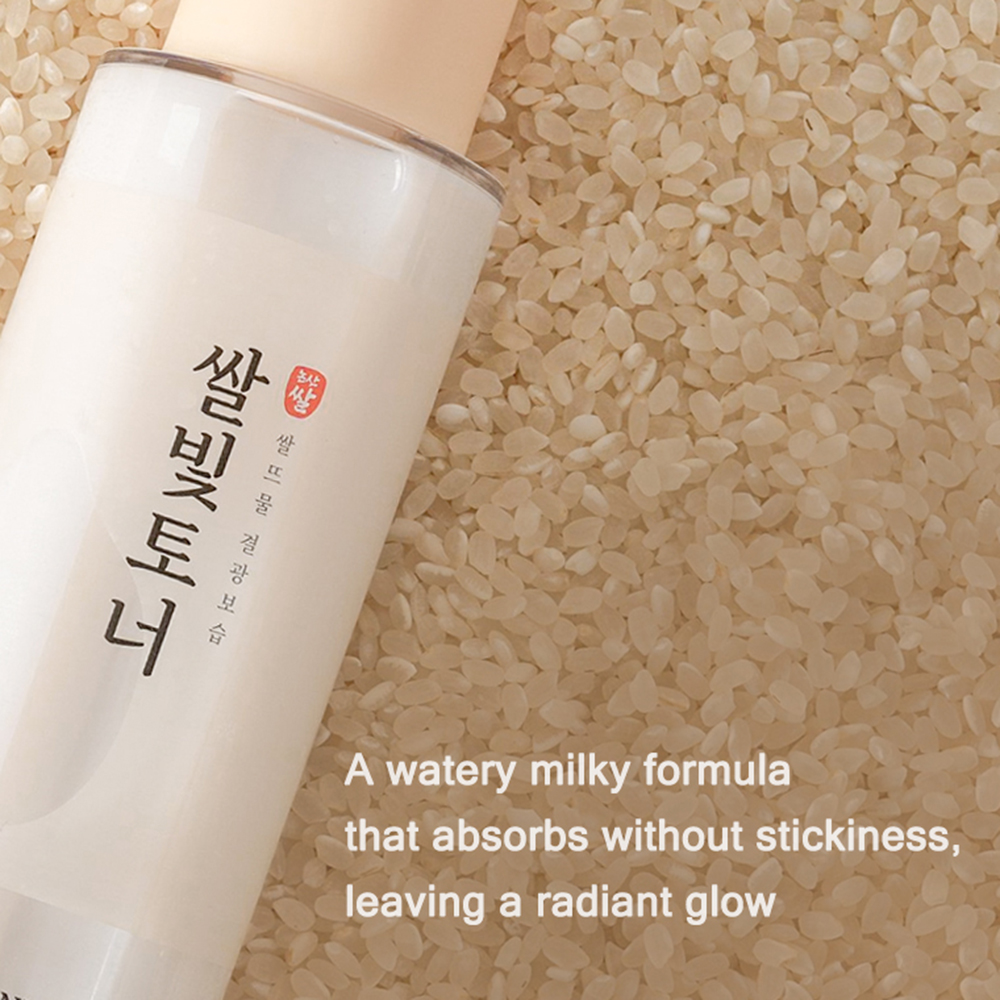 MIZON Rice Water Milky Glow Toner, 150 ml - Toner de fata formulat cu apa de orez Haiami si Rice Bran PDRN, care contribuie la hidratare si la metinerea confortului pielii si la imbunatatirea aspectului tonului neuniform si la netezirea texturii pielii