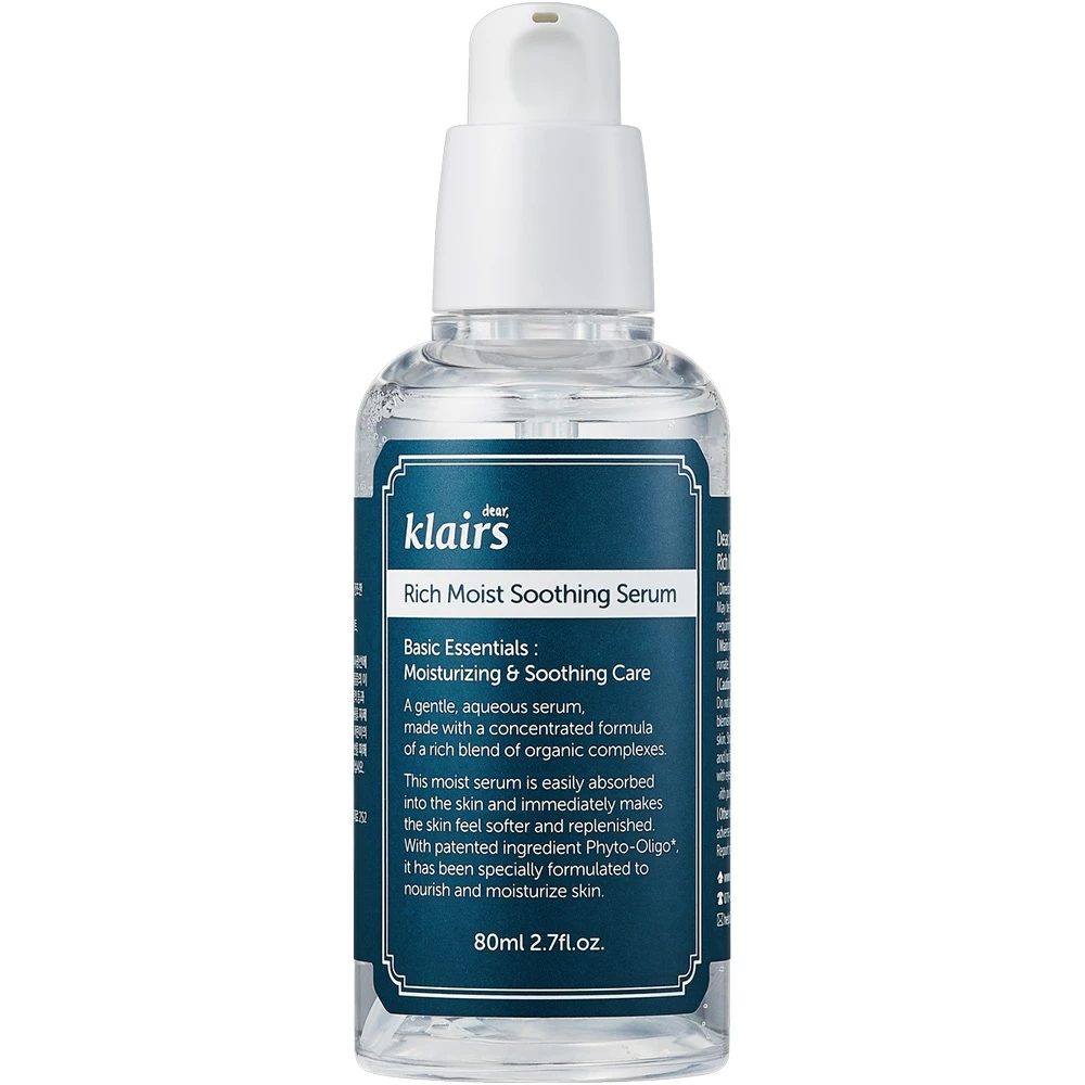 ​Dear, Klairs Rich Moist Soothing Serum – Ser calmant și hidratant pentru ten sensibil 80 ml​