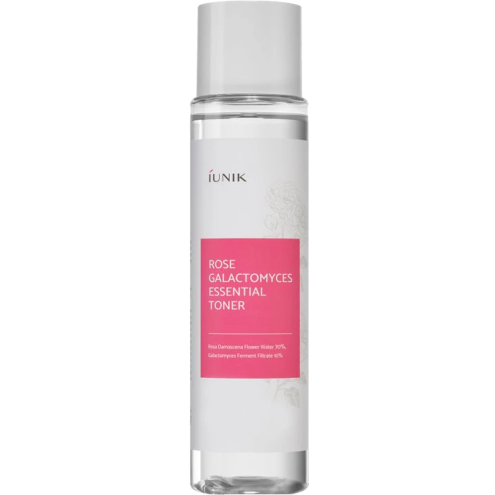 IUNIK Rose Galactomyces Toner Esential - Toner hidratant cu Apa de Trandafir si Galactomyces pentru calmare si control sebum, 200 ml