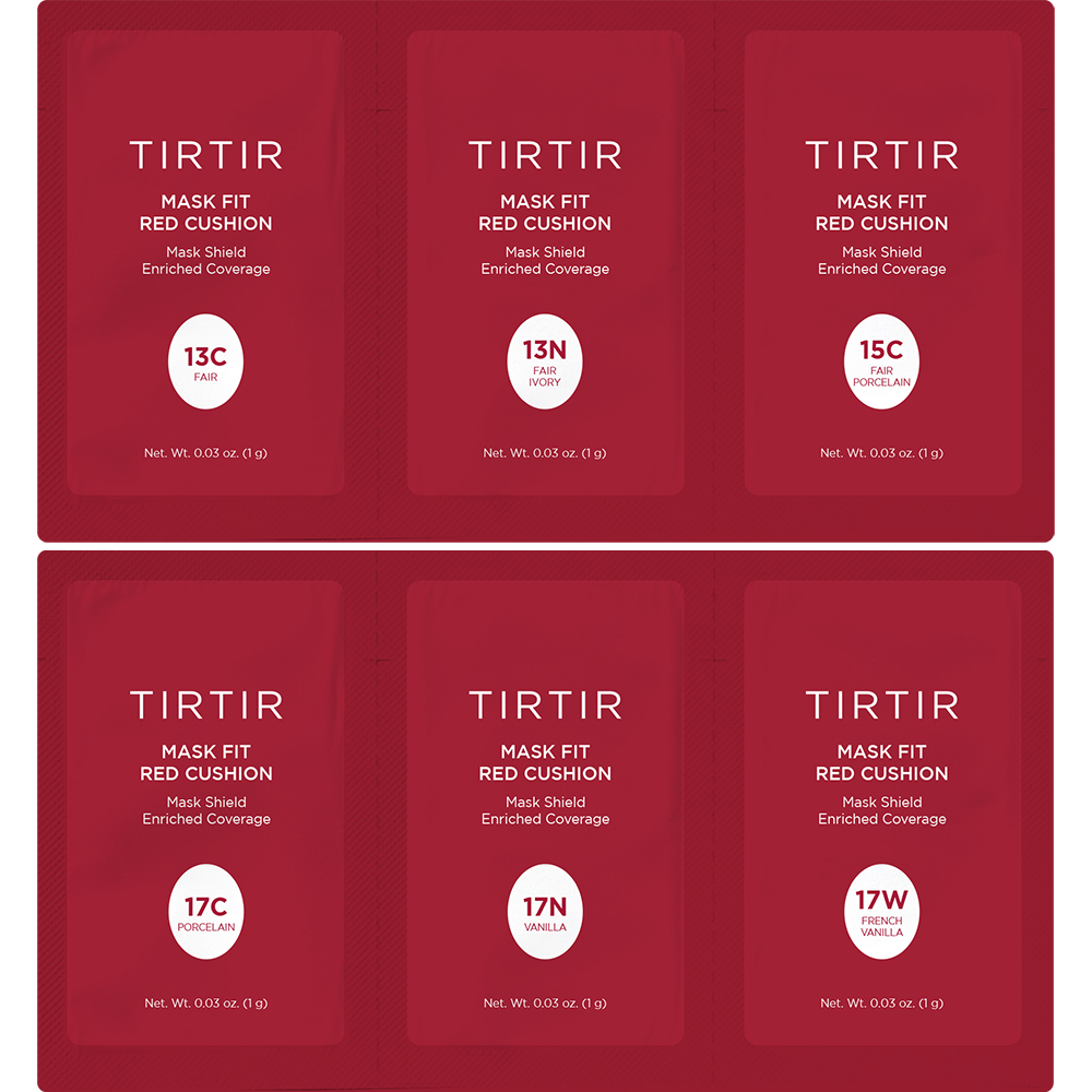 TIRTIR Sachet - Mask Fit Red Cushion Trial Kit 6 Culori (13C-17W) – Set de Testare Fond de Ten Cushion | Make-up Profesional