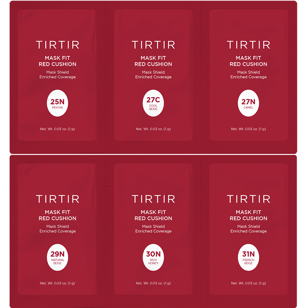 TIRTIR Sachet - Mask Fit Red Cushion Trial Kit 6 Culori (25N-31N) – Set de Testare Fond de Ten Cushion | Make-up Profesional