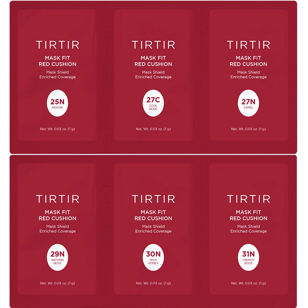 TIRTIR Mask Fit Red Cushion Fond de Ten 25N-31N - acoperire ridicata si finisaj satinat de pana la 72 de ore, 6 x 1 ml
