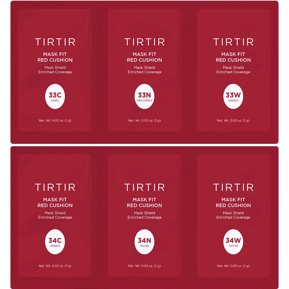 TIRTIR Mask Fit Red Cushion Fond de Ten 33C-34W - acoperire ridicata si finisaj satinat de pana la 72 de ore, 6 x 1 ml