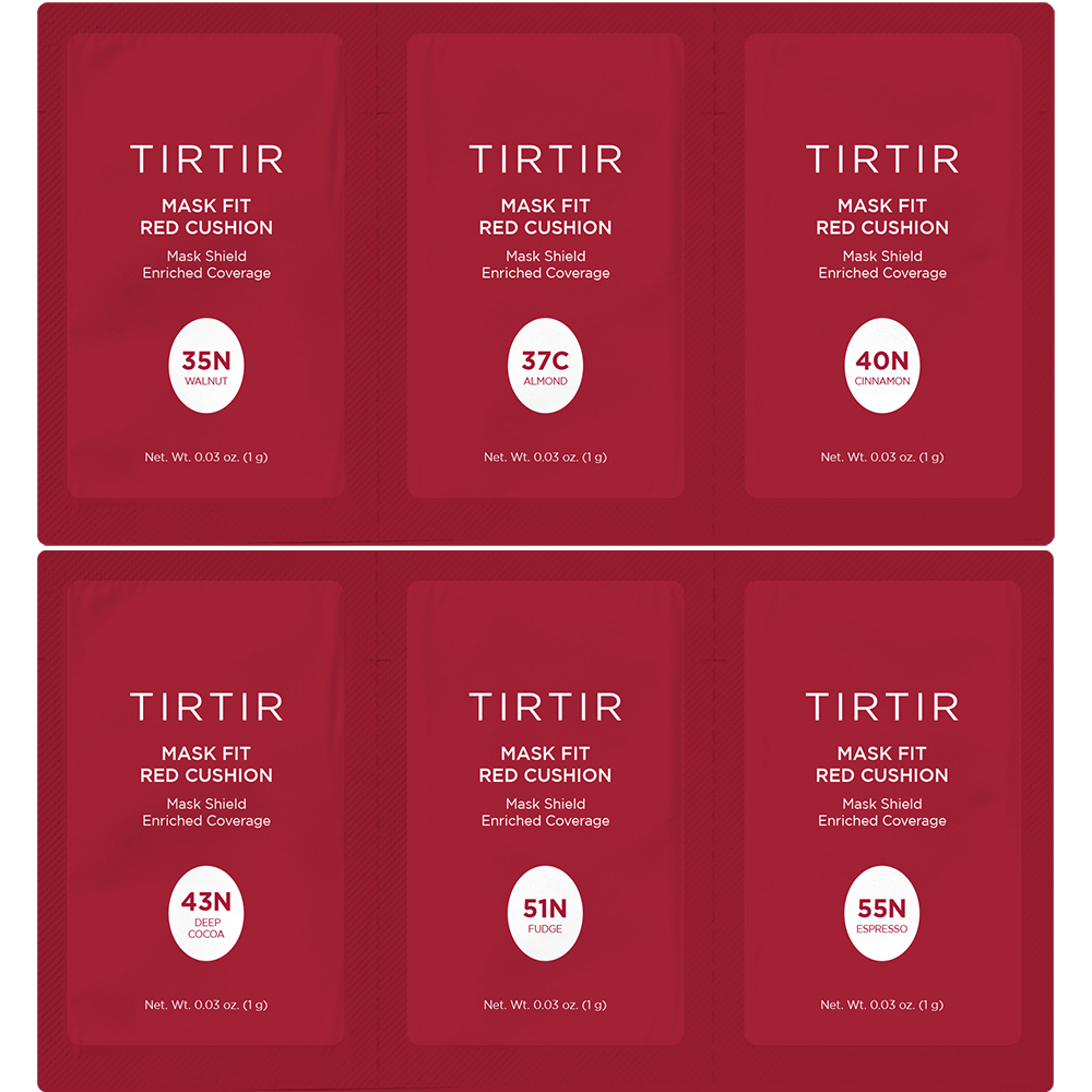 TIRTIR Sachet - Mask Fit Red Cushion Trial Kit 6 Culori (35N-55N) – Set de Testare Fond de Ten Cushion | Make-up Profesional