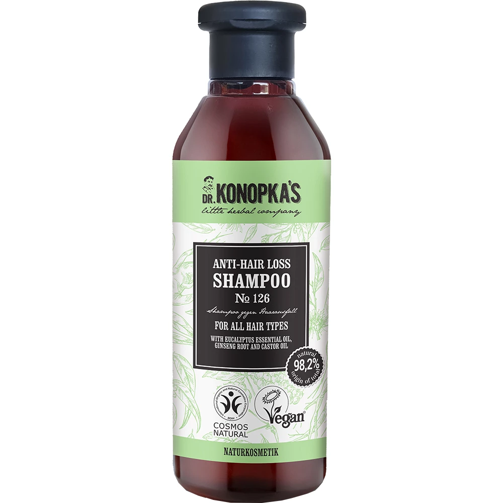 Dr. Konopka's Little Herbal Company Herbal Hair Care Sampon impotriva caderii parului Nr.126 - fortifiere si revitalizare cu ginseng si ulei de ricin, 280 ml
