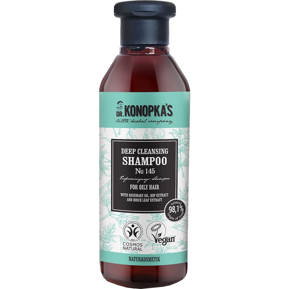 DR. KONOPKA'S LITTLE HERBAL COMPANY Herbal Care Sampon pentru curatare profunda Nr.145 - volum si prospetime pentru par gras, 280 ml