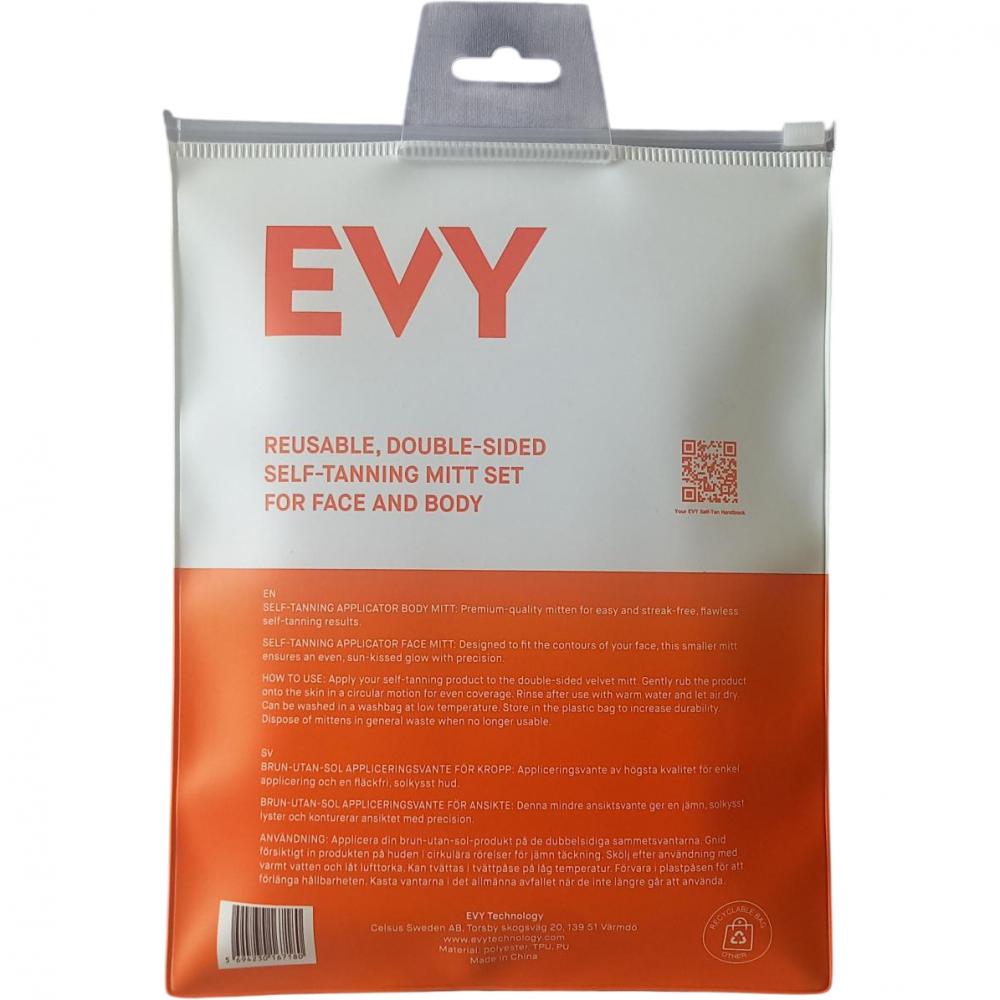 EVY TECHNOLOGY Selftan Glove Set - set de doua manusi reutilizabile concepute pentru aplicarea produselor autobronzante pe fata si corp fara urme sau pete