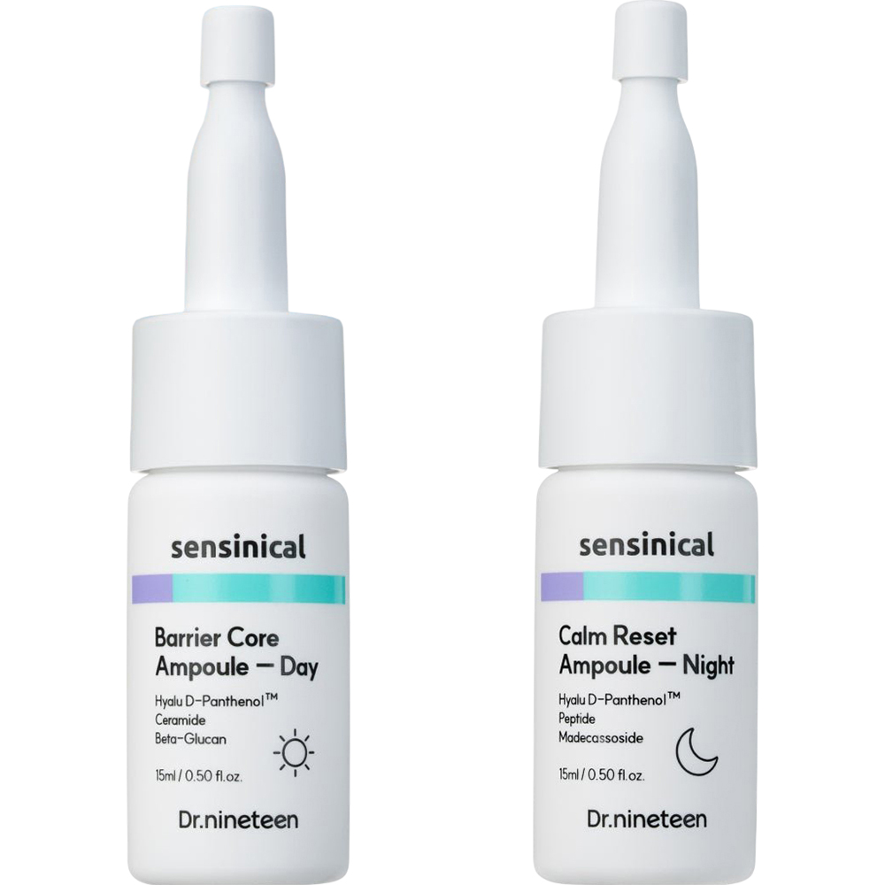 DR.NINETEEN Sensinical Day&Night Ampoule 2x15 ml - Ser de fata formulat cu acid hialuronic si pantenol, care contribuie la hidratarea pielii sensibile si la metinerea barierei cutanate