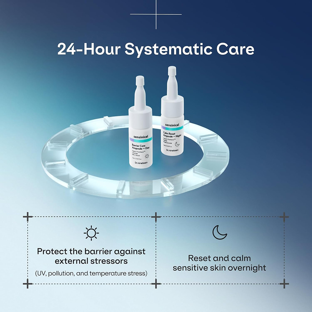 DR.NINETEEN Sensinical Day&Night Ampoule 2x15 ml - Ser de fata formulat cu acid hialuronic si pantenol, care contribuie la hidratarea pielii sensibile si la metinerea barierei cutanate
