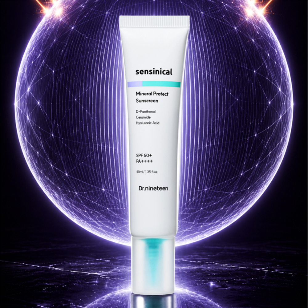DR.NINETEEN Sensinical Mineral Protect Sunscreen SPF 50+ PA++++, 40 ml - Crema de fata formulata cu oxid de zinc si acid hialuronic, care contribuie la protectia impotriva radiatiilor UVA si UVB si la metinerea hidratarii