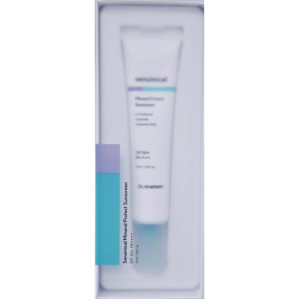 DR.NINETEEN Sensinical Mineral Protect Sunscreen SPF 50+ PA++++, 40 ml - Crema de fata formulata cu oxid de zinc si acid hialuronic, care contribuie la protectia impotriva radiatiilor UVA si UVB si la metinerea hidratarii