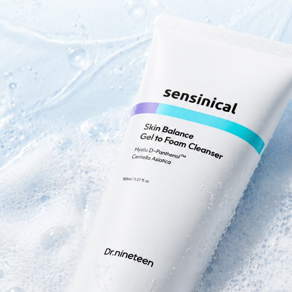 DR.NINETEEN Sensinical Skin Balance Gel to Foam Cleanser 150 ml - Spuma de curatare formulata cu acid hialuronic si pantenol, care contribuie la mentinerea hidratarii