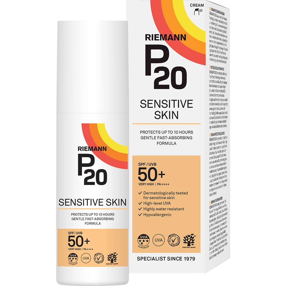 RIEMANN P20 Sensitive Crema de corp SPF 50 - Protectie UV Ridicata si Formula Hipoalergenica, 100 ml
