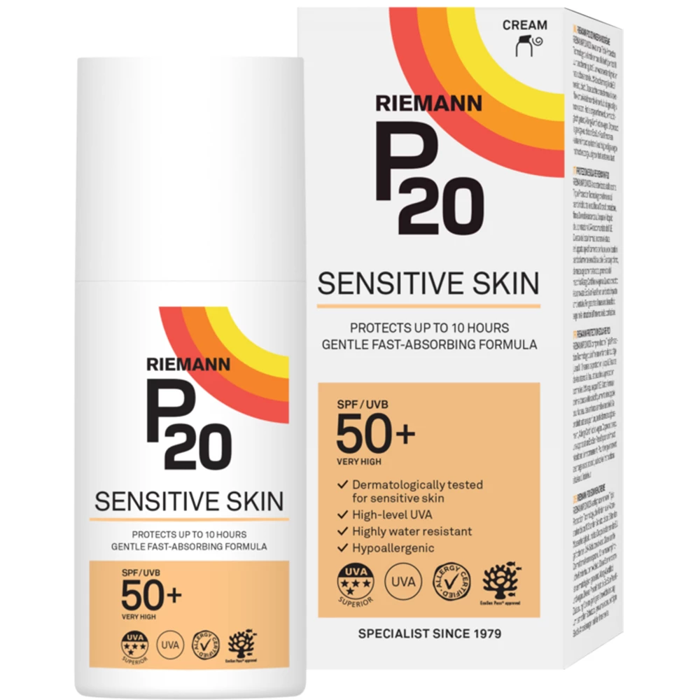 RIEMANN P20 Sensitive Crema de corp SPF 50 - Protectie UV ridicata si hidratare pentru piele sensibila, 200 ml