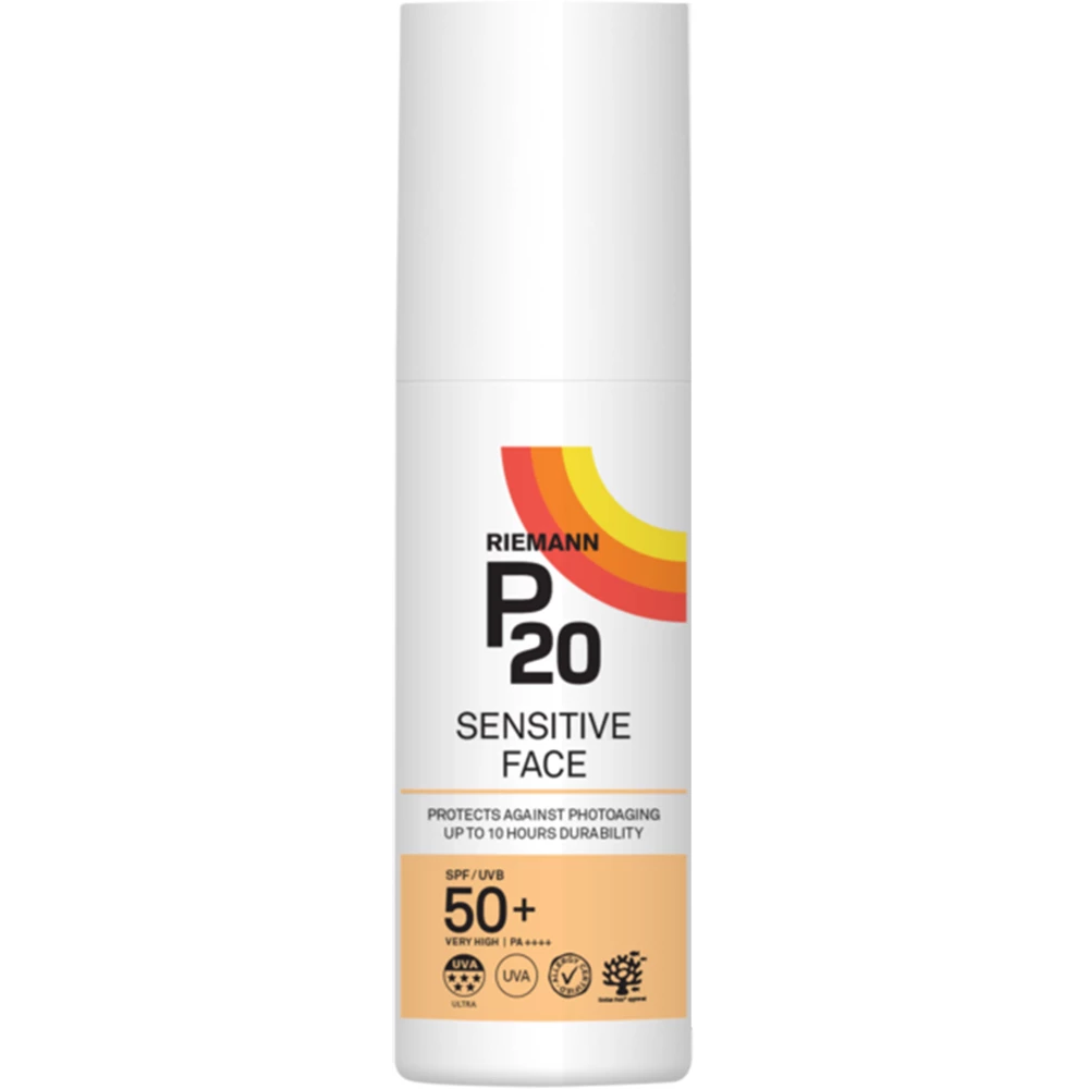 RIEMANN P20 Sensitive Crema de fata SPF 50 - Protectie UV Ridicata si Hidratare Antioxidanta, 50 ml
