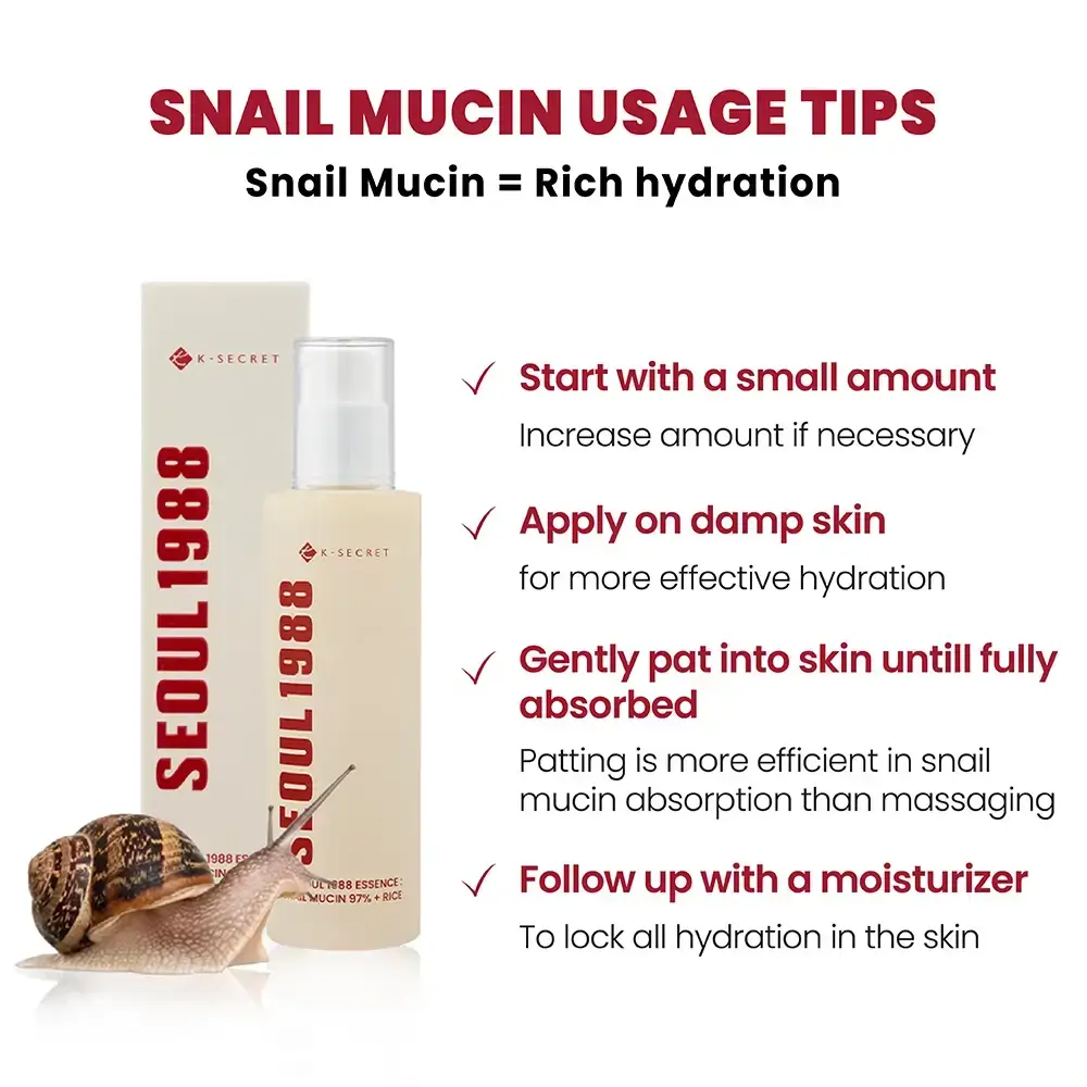 KSECRET Seoul 1988 Esenta Faciala cu Mucina de Melc si Orez - Hidratare si Calmare Intensiva, 100 ml