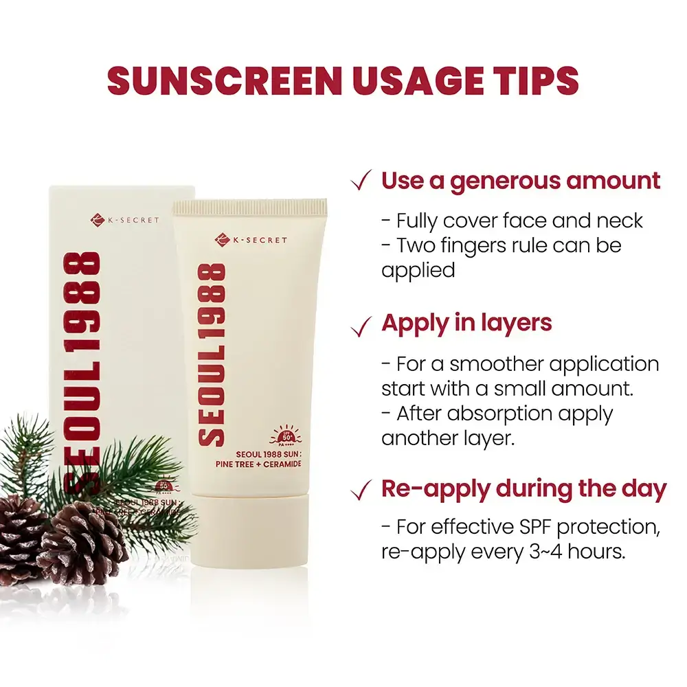 KSECRET Seoul 1988 Crema de Protectie Solara Pine Tree si Ceramide SPF50+ - Hidratare Reparatorie si Protectie UV, 50 ml