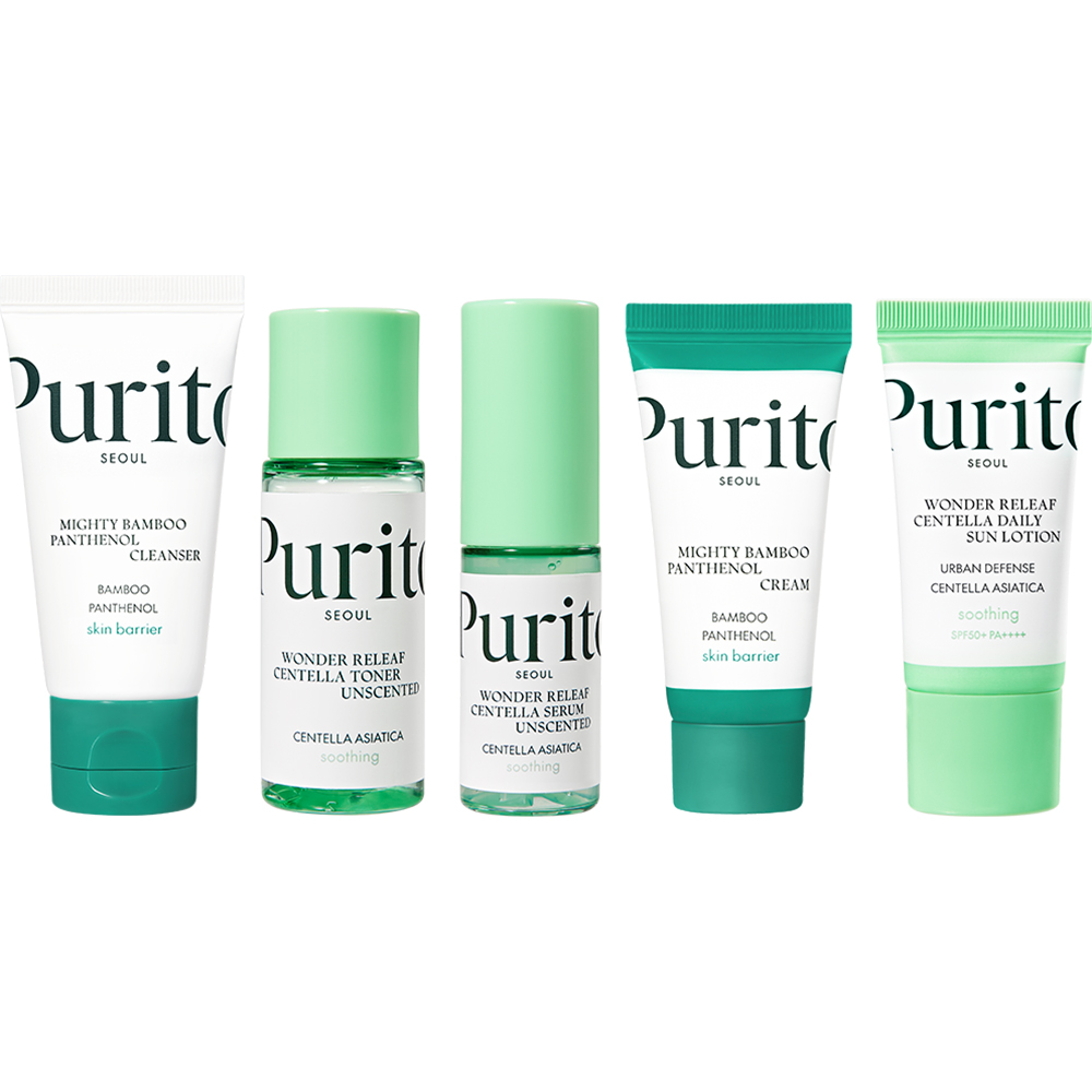 Purito Seoul Best Kit – Set Complet pentru Îngrijirea Pielii Travel Size | Hidratare, Calmare și Protecție Solară