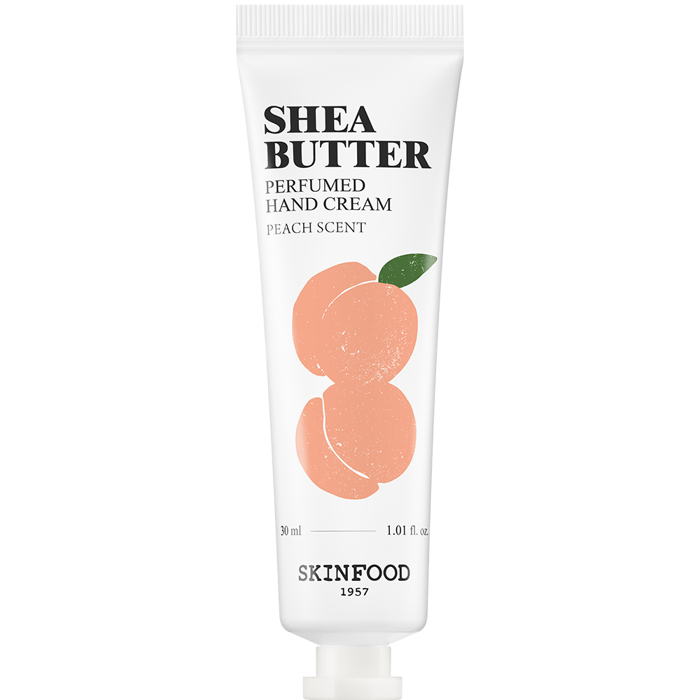 Cremă de mâini parfumată Skinfood cu unt de shea și aromă de piersică - 30 ml