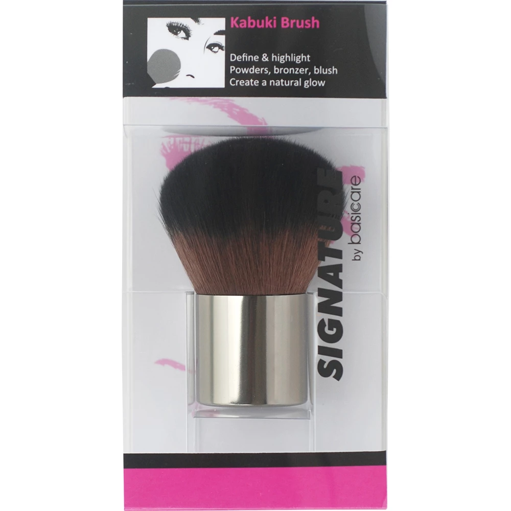 BASICARE Signature Pensula Kabuki Negru - Pensula machiaj pentru pudra si blush, finisaj natural si aplicare uniforma, 50 g