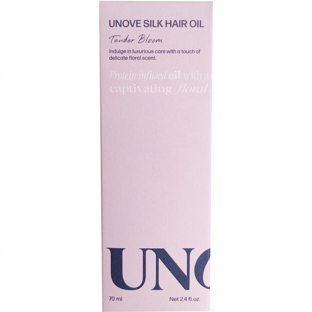 UNOVE Silk Hair Oil Tender Bloom - ulei de par formulat cu ulei de argan si complex de matase, care contribuie la hidratarea parului si la mentinerea aspectului matasos fara incarcare - 70 ml