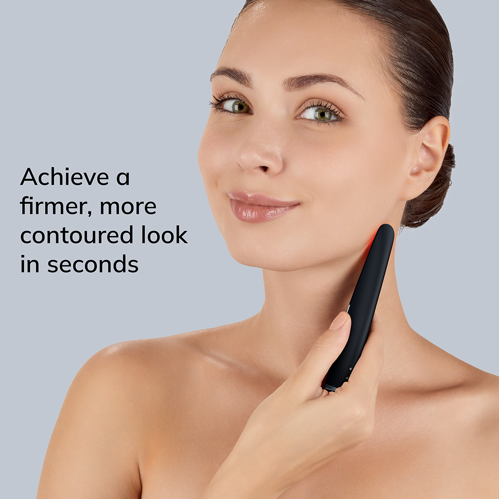 GESKE SmartAppGuided Skin Firming Wand 7 in 1 - dispozitiv de lifting facial cu micro-curent si lumina rosie, care contribuie la ingrijirea pielii - Black