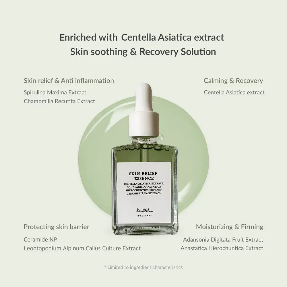 Dr. Althea Skin Relief Esenta pentru fata - Calmanta si Hidratare Intensa cu Centella Asiatica, 30 ml