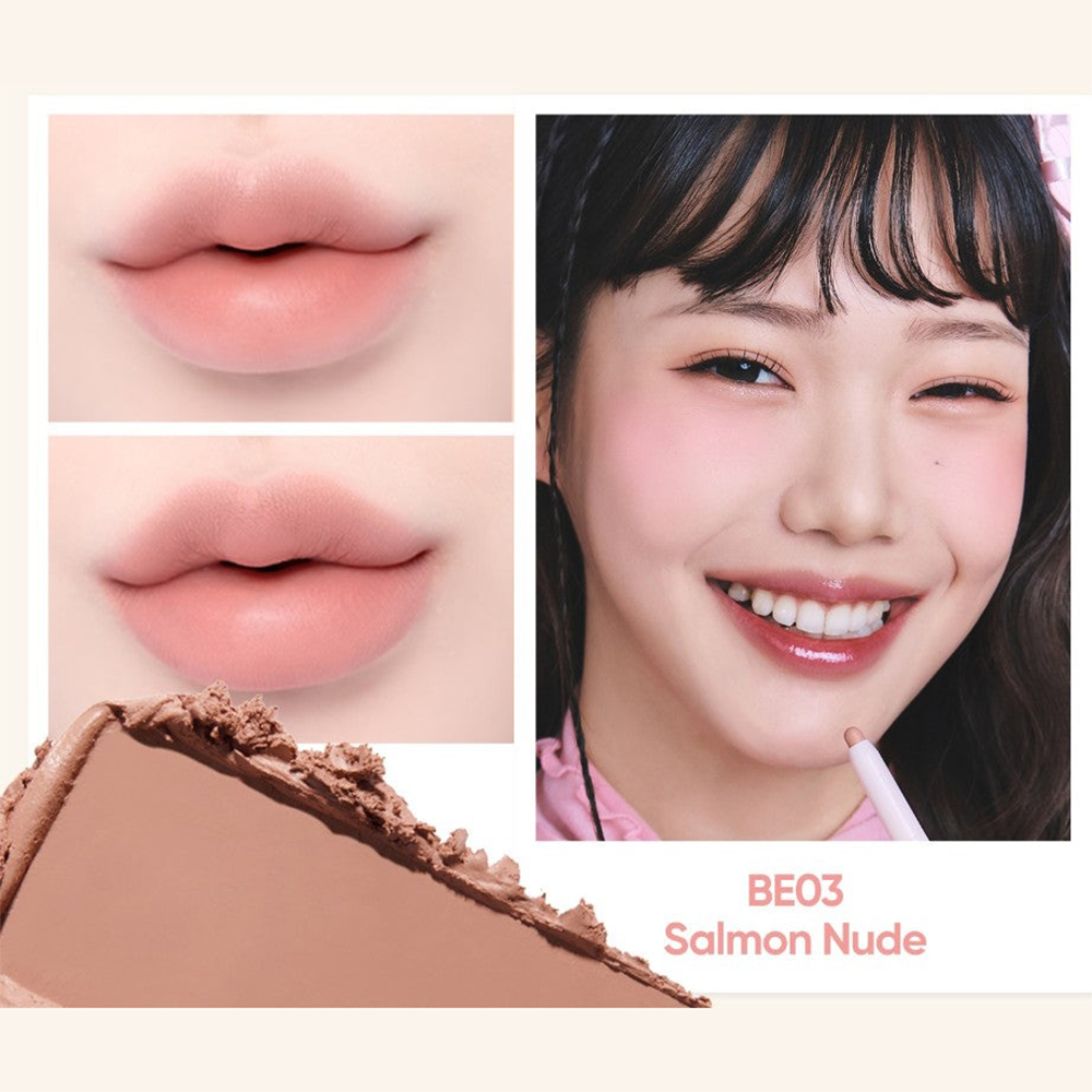 BANILA CO Smudging Lip Pencil, Be03 Salmon Nude - Creion contur buze formulat cu silica si mica, care contribuie la uniformizarea vizuala a liniilor buzelor si la mentinerea confortului pe buze