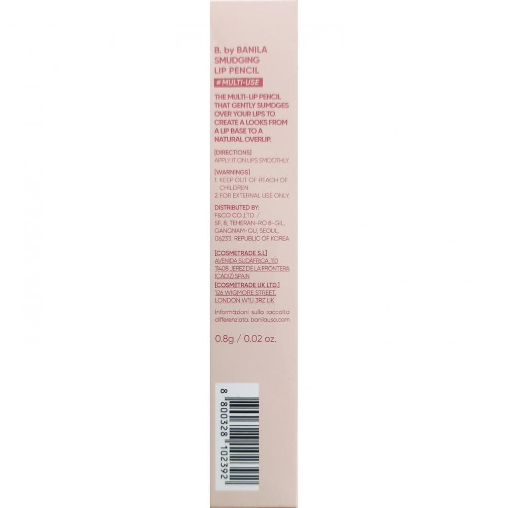 BANILA CO Smudging Lip Pencil, PK01 Nude Rose - Creion contur buze formulat cu silica si mica, care contribuie la conturarea, definirea si colorarea buzelor cu finisaj mat, fin si usor difuz