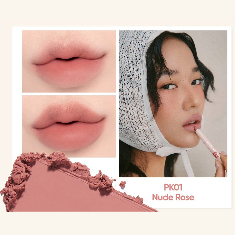 BANILA CO Smudging Lip Pencil, PK01 Nude Rose - Creion contur buze formulat cu silica si mica, care contribuie la conturarea, definirea si colorarea buzelor cu finisaj mat, fin si usor difuz