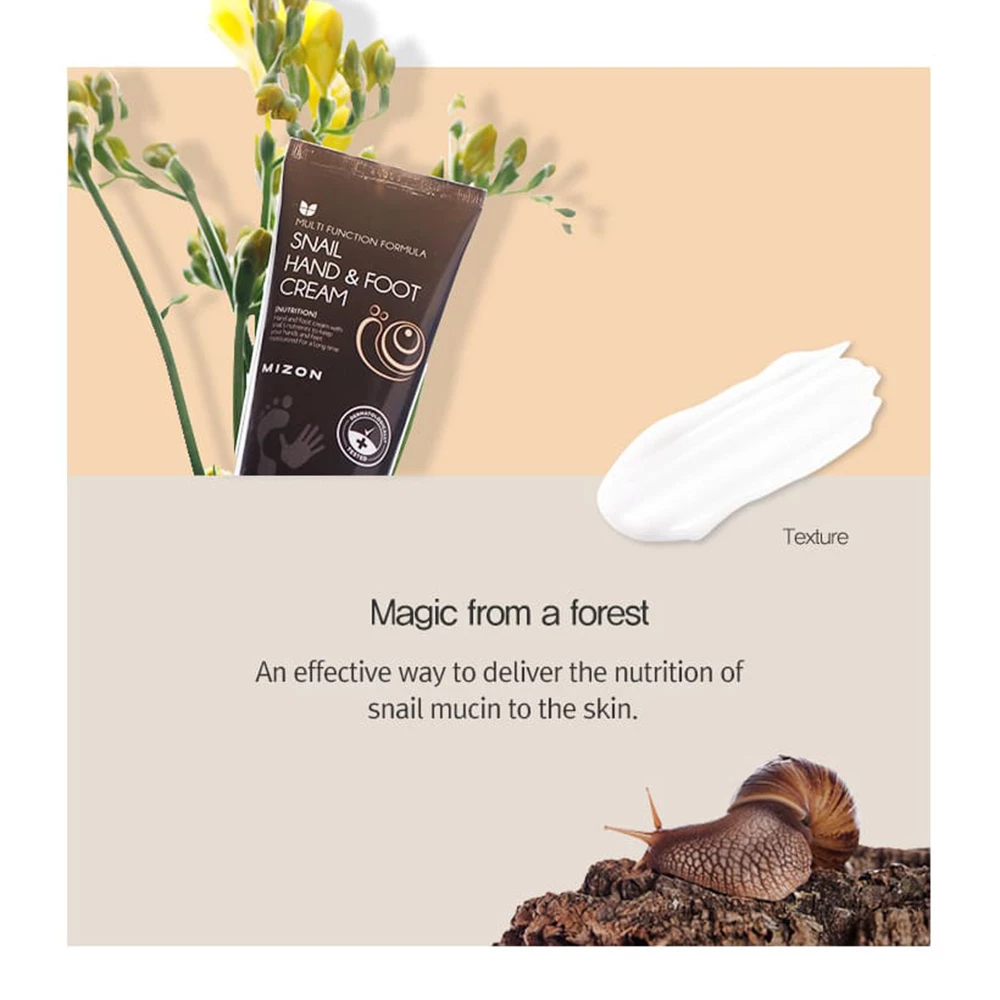 Mizon Snail Care Crema pentru maini si picioare Reparatoare Intensiva - Hidratare si Regenerare cu Extract de Melc, 100 ml