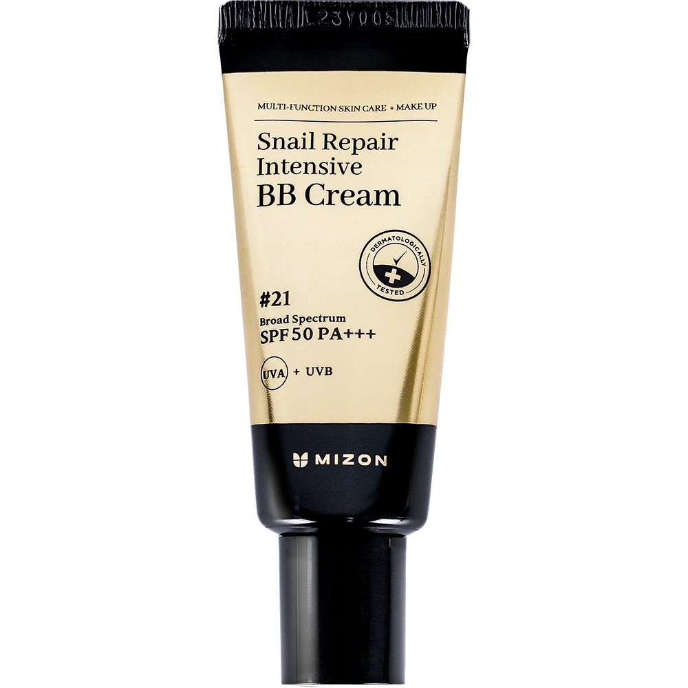 MIZON Snail Repair Intensive BB Cream #21 SPF 50 PA+++ - crema BB cu extract de melc pentru ten uniform si luminos, 20 ml