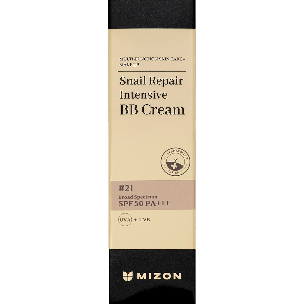 MIZON Snail Repair Intensive BB Cream #21 SPF 50 PA+++ - crema BB cu extract de melc pentru ten uniform si luminos, 20 ml