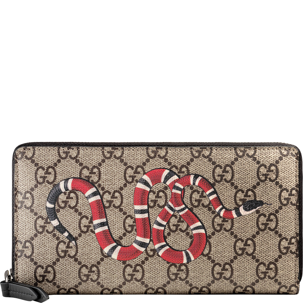 width underwear official GUCCI Snake print gg supreme zip around wallet - Sole - Beauty & Style