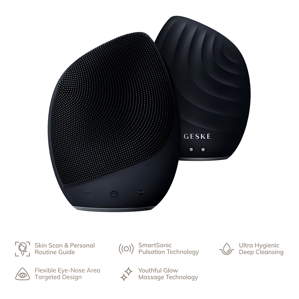 GESKE Sonic Facial Brush 5 in 1 – Aparat Sonic pentru Curățarea Tenului, Negru | German Beauty Tech