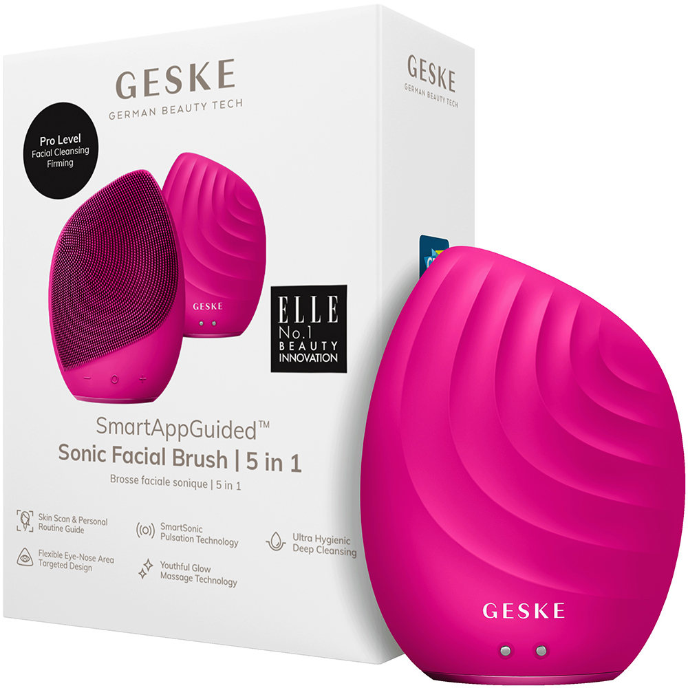 GESKE Sonic Facial Brush 5 in 1 – Aparat Sonic pentru Curățarea Tenului, Magenta | German Beauty Tech