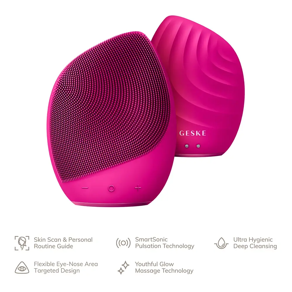 GESKE SmartAppGuided Perie Sonica Faciala Magenta - Curatare Profunda si Masaj Anti-Aging, 5 in 1, Ten Luminos si Tonifiat, 150g