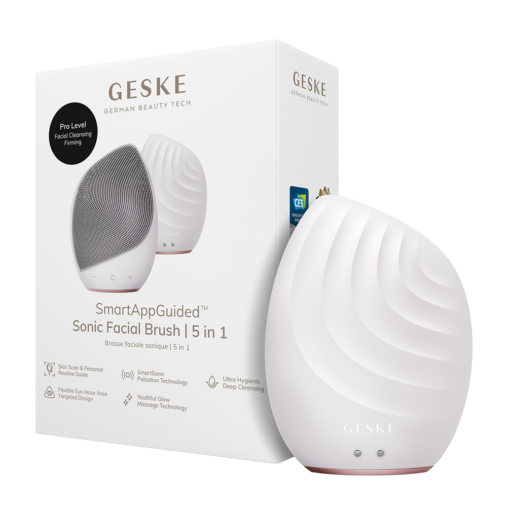 GESKE Sonic Facial Brush 5 in 1 - Aparat Sonic Pentru Curatarea Tenului cu silicon ultra-igienic - Starlight