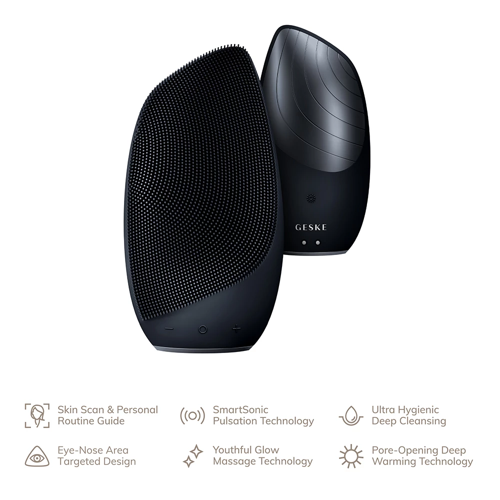 Sonic Thermo Facial Brush 6 in 1 Aparat Sonic Pentru Curatarea Tenului Black