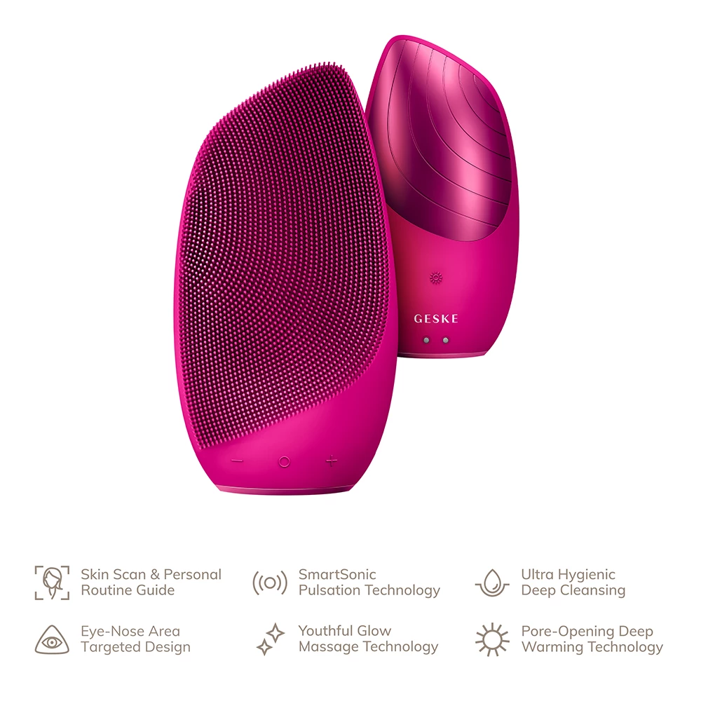 GESKE SmartAppGuided Perie Faciala Magenta - Curatare Profunda si Masaj Facial cu Pulsatii Sonice, 1 buc