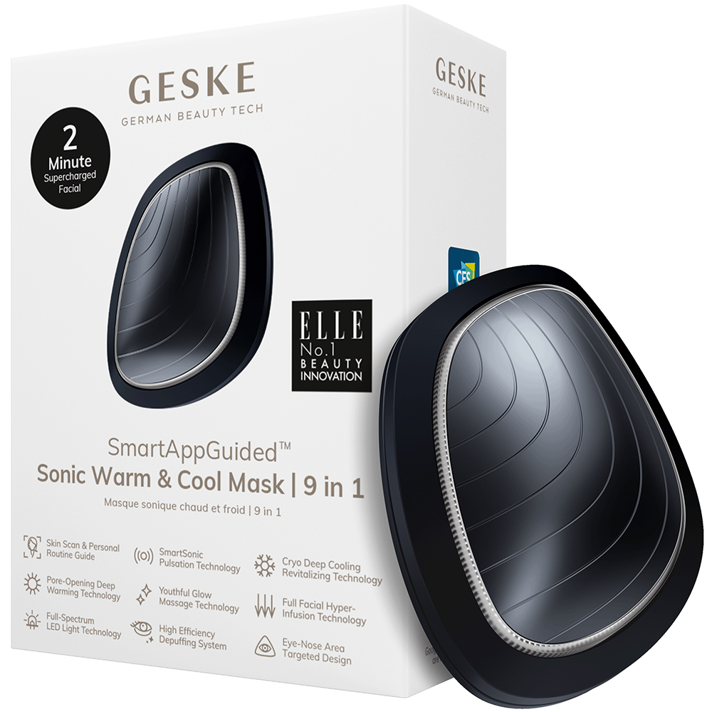 GESKE Sonic Warm and Cool Mask 9 in 1 – Dispozitiv Profesional pentru Îngrijirea Tenului, Negru | German Beauty Tech