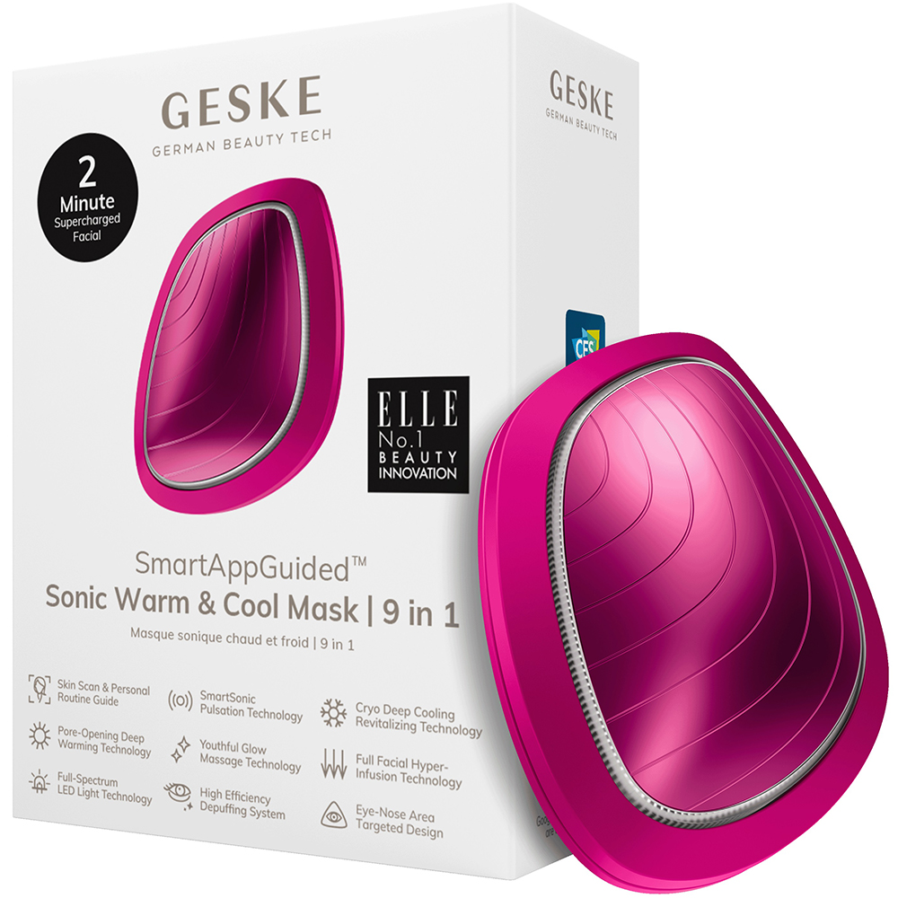 GESKE Sonic Warm and Cool Mask 9 in 1 – Dispozitiv Profesional pentru Îngrijirea Tenului, Magenta | German Beauty Tech