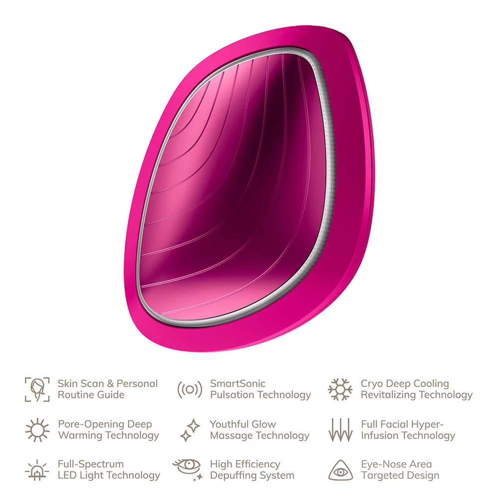 GESKE SonicCare Masca faciala multifunc-ionala Magenta - Terapie LED si masaj sonic pentru hidratare si stralucire, 1 buc