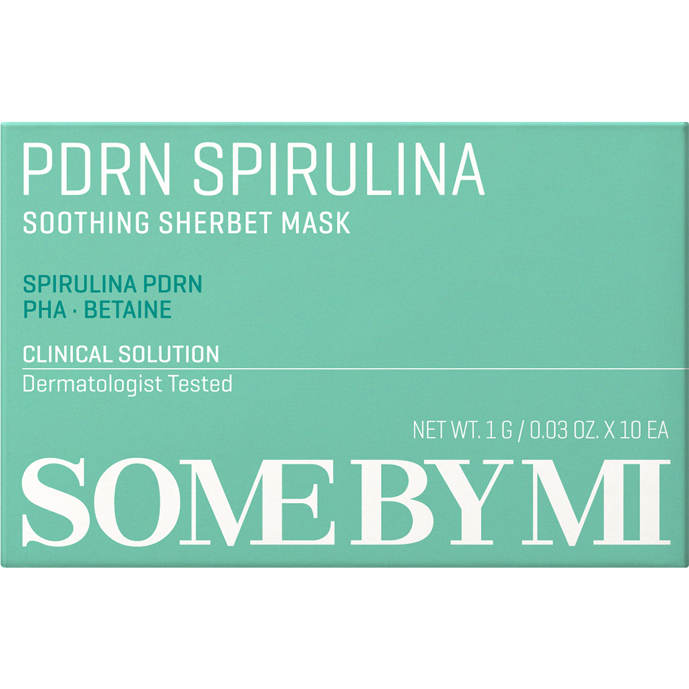 SOME BY MI Spirulina PDRN Soothing Sherbet Mask - masca de fata formulata cu spirulina si PHA, care contribuie la calmarea pielii incalzite si predispusa la roseata si la metinerea confortului cutanat - 1 gr x 10 buc