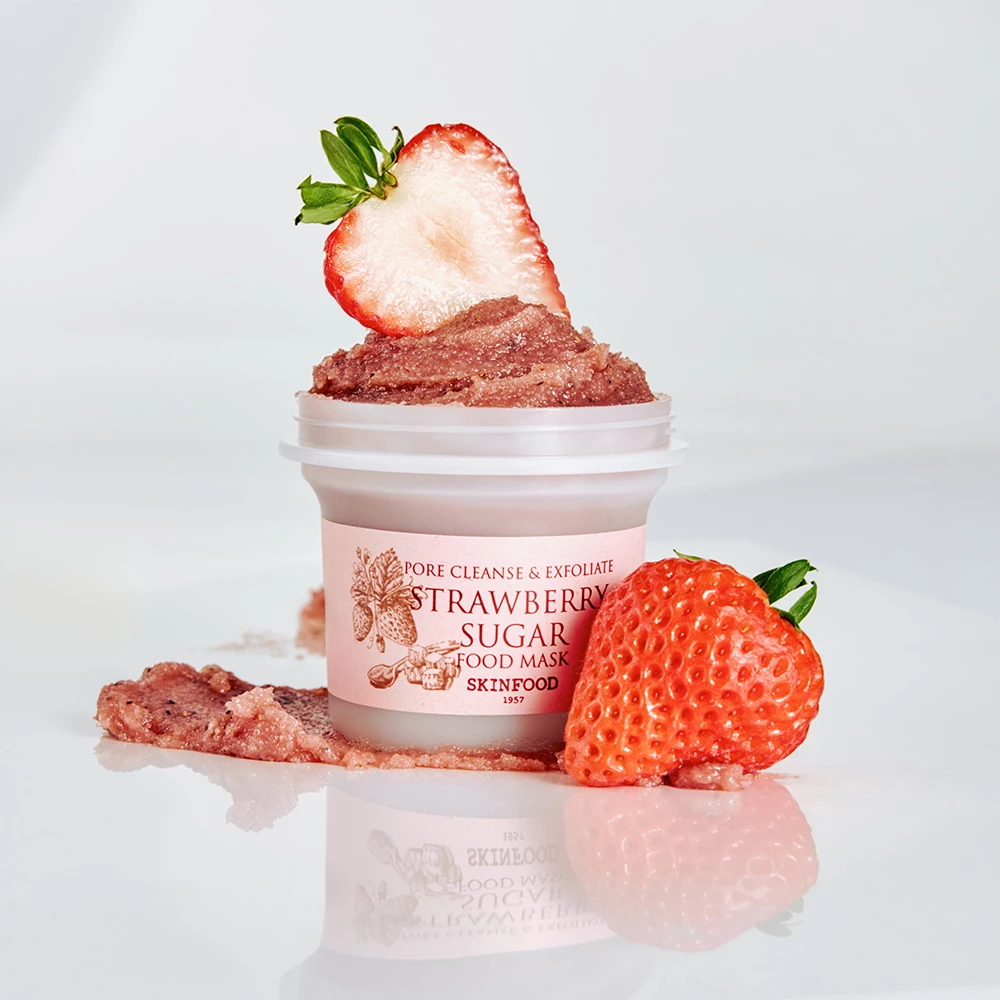 SKINFOOD Strawberry Sugar Masca exfolianta cu extract de capsuni - Curatare pori si luminozitate ten, 120 gr