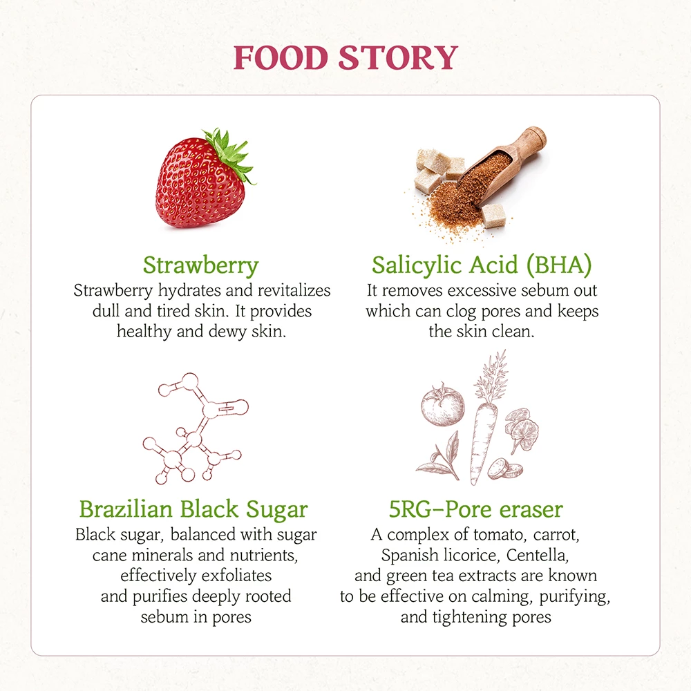 SKINFOOD Strawberry Sugar Masca exfolianta cu extract de capsuni - Curatare pori si luminozitate ten, 120 gr