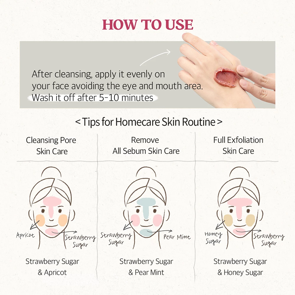 SKINFOOD Strawberry Sugar Masca exfolianta cu extract de capsuni - Curatare pori si luminozitate ten, 120 gr